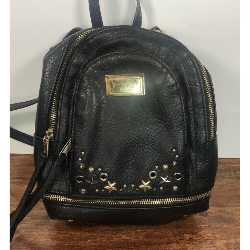 Juicy Couture Black Leather Womens Purse‎ Saddle Crossbody Bag Messenger